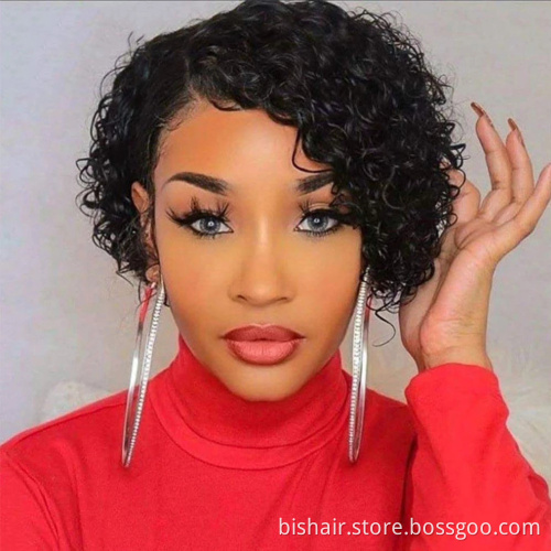 High Quality Wholesale Women'S Full Machine Made Wigs 100% Kinky Curly Human Hair Wigs Black Color
